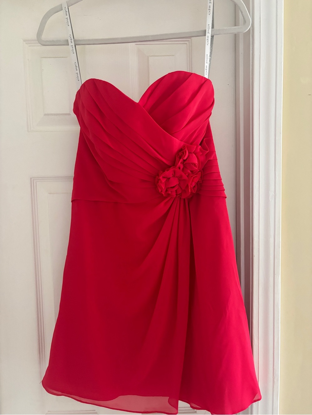 Alfred Angelo Strapless Red Sweetheart A-Line Dress with Rosette